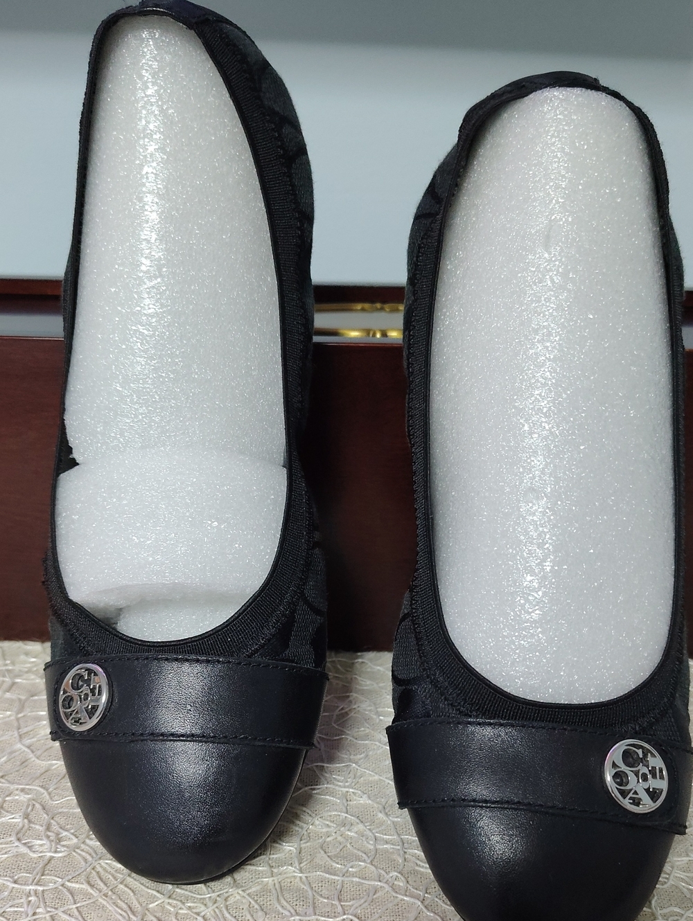 Coach Black Signature Ballet Flats with Logo Medallion